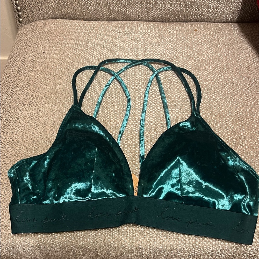 PINK Victoria's Secret Teal Velvet Bralette
